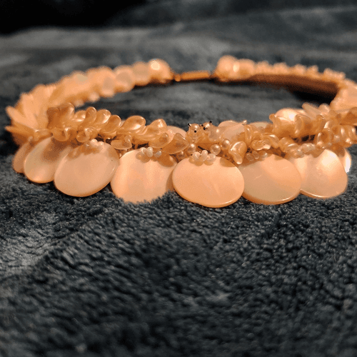 Rare Vintage 1940s Mother Of Pearl Corded Choker with Love Bird Pair and Earring - Thumbnail 14