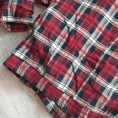 Red and Black Plaid Oversized Fit Frayed Quilted POL Jacket - Thumbnail 13