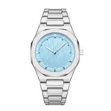 Stainless Steel Watch with Orange Dial - Thumbnail 4