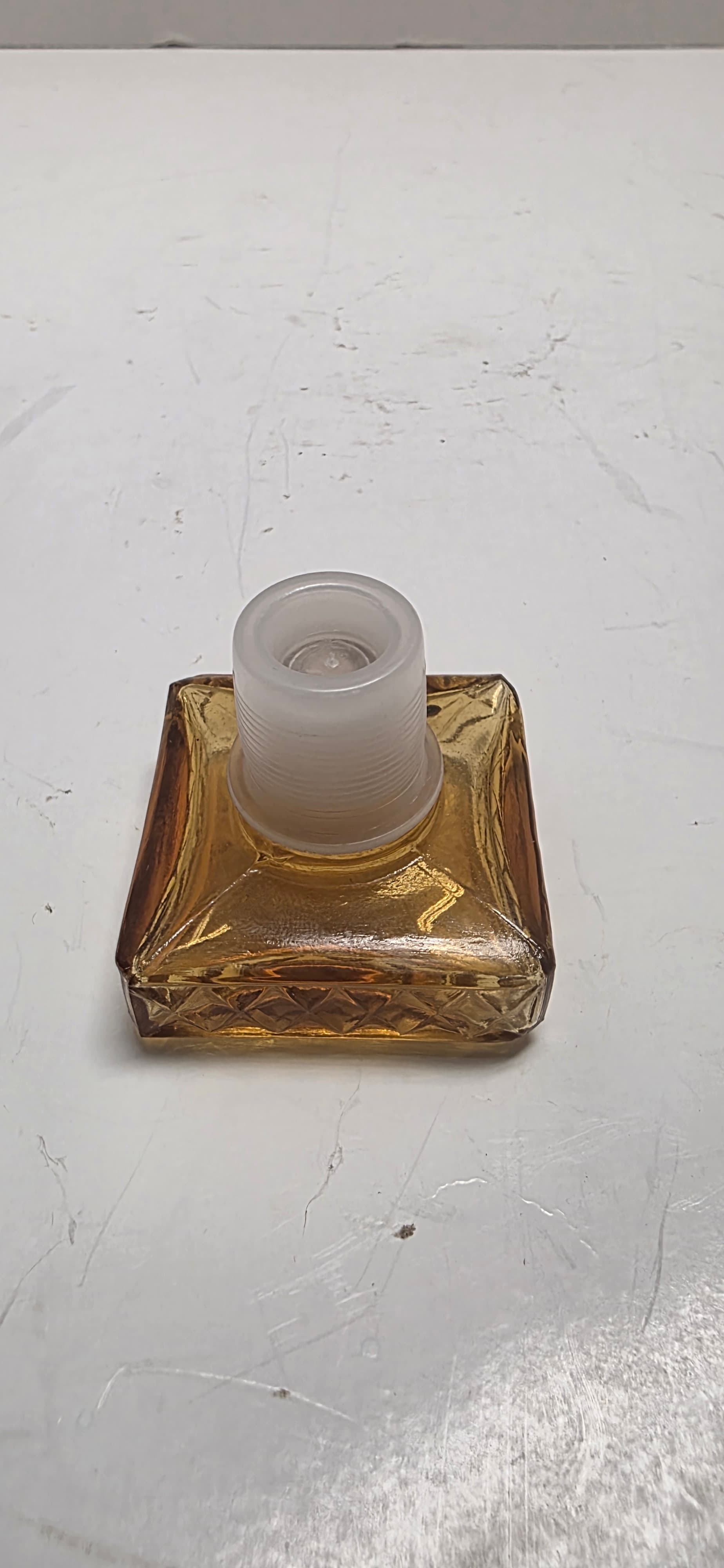 Vintage Royal Craft Amber Glass Decanter Scotch Bottle Diamond Point Square 70s - Thumbnail 5