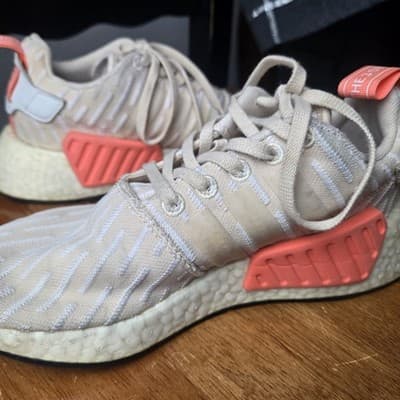Adidas NMD R2 Shoes Womens Size 5.5 Beige White Boost BA7260 Athletic Sneakers - Thumbnail 5
