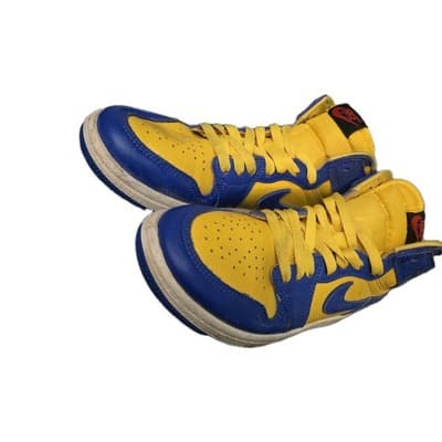 Air Jordan 1 High OG University Blue Yellow Leather Sneakers Size 2Y - Thumbnail 5