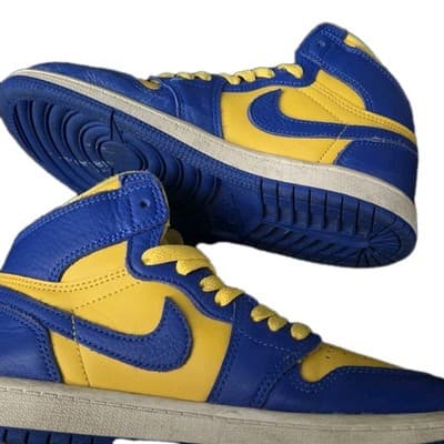Air Jordan 1 High OG University Blue Yellow Leather Sneakers Size 2Y - Thumbnail 4