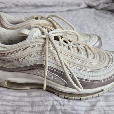 Size 5Y Nike Air Max 97 Triple White Wolf Gray - Thumbnail 2