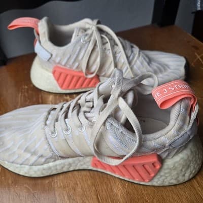 Adidas NMD R2 Shoes Womens Size 5.5 Beige White Boost BA7260 Athletic Sneakers - Thumbnail 4