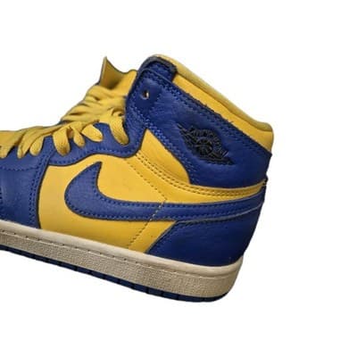 Air Jordan 1 High OG University Blue Yellow Leather Sneakers Size 2Y - Thumbnail 3