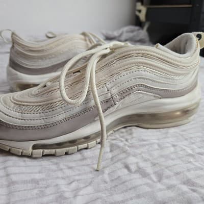 Size 5Y Nike Air Max 97 Triple White Wolf Gray - Thumbnail 7