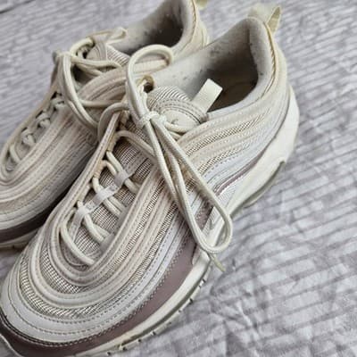 Size 5Y Nike Air Max 97 Triple White Wolf Gray - Thumbnail 4