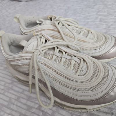 Size 5Y Nike Air Max 97 Triple White Wolf Gray - Thumbnail 3