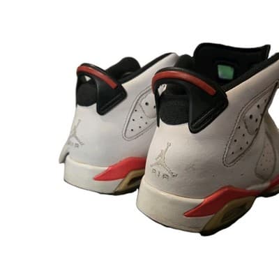 Air Jordan 6 Retro White Infrared GS Kids 6Y Basketball Sneakers 384665-123 - Thumbnail 4
