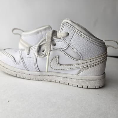 Nike Air Jordan 1 Mid TD White 640735-126 Little Kids Size 9C Shoes Sneakers - Thumbnail 7