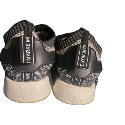 Adidas Boost NMD_R1 Primeknit Sesame Black/White Mens 9.5 AQ0899 Running Shoe - Thumbnail 2