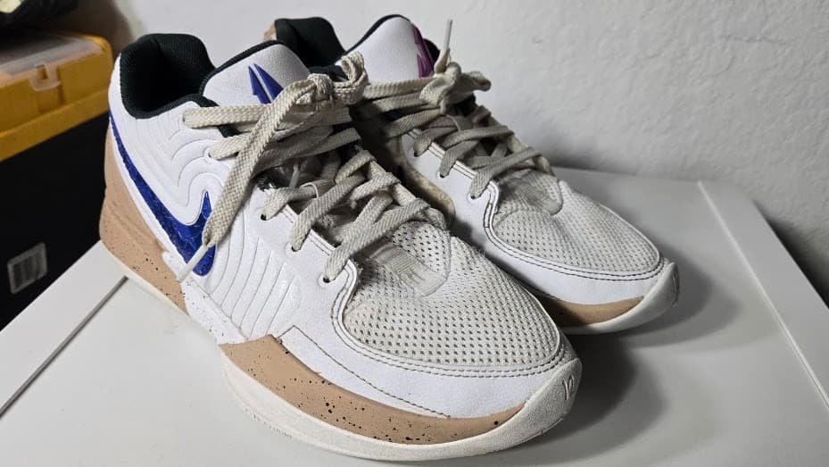 Nike JA 2 In The Woods Mens Size 8 White Blue Beige Athletic Basketball Shoes - Thumbnail 4
