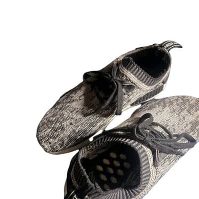 Adidas Boost NMD_R1 Primeknit Sesame Black/White Mens 9.5 AQ0899 Running Shoe - Thumbnail 6