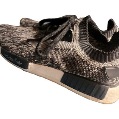 Adidas Boost NMD_R1 Primeknit Sesame Black/White Mens 9.5 AQ0899 Running Shoe - Thumbnail 5