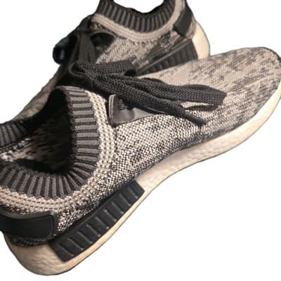 Adidas Boost NMD_R1 Primeknit Sesame Black/White Mens 9.5 AQ0899 Running Shoe - Thumbnail 7