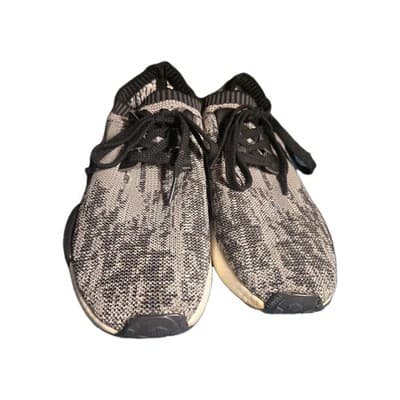 Adidas Boost NMD_R1 Primeknit Sesame Black/White Mens 9.5 AQ0899 Running Shoe - Thumbnail 3