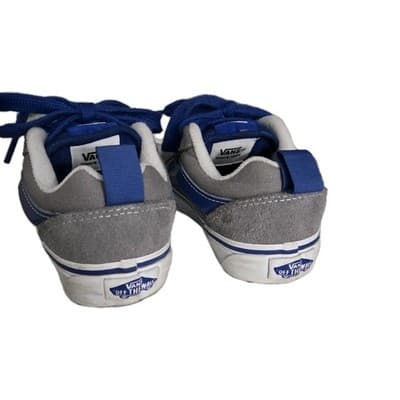 Vans Kids Knu Skool Skate Shoes Kid’s Size 13.5c Pop Grey Blue Stripe Sneakers - Thumbnail 5