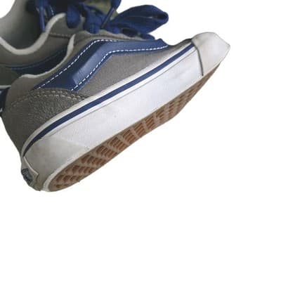 Vans Kids Knu Skool Skate Shoes Kid’s Size 13.5c Pop Grey Blue Stripe Sneakers - Thumbnail 3