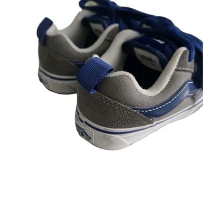 Vans Kids Knu Skool Skate Shoes Kid’s Size 13.5c Pop Grey Blue Stripe Sneakers - Thumbnail 10