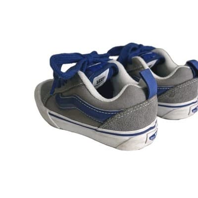 Vans Kids Knu Skool Skate Shoes Kid’s Size 13.5c Pop Grey Blue Stripe Sneakers - Thumbnail 2
