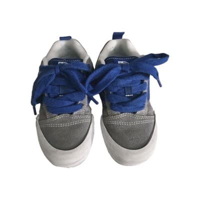Vans Kids Knu Skool Skate Shoes Kid’s Size 13.5c Pop Grey Blue Stripe Sneakers - Thumbnail 9