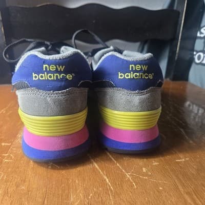 New Balance 574 Sneakers Women Size 6 Black Pink Purple Black Running Shoes - Thumbnail 3