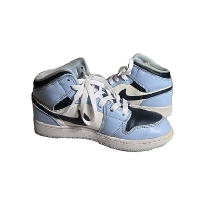 NIKE Youth Size 5.5 Air Jordan 1 GS Blue Black White UNC Shoes 555112-401 - Thumbnail 7