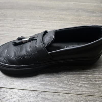 Vans Men's 6/Women's 4.5 Style 53 Slip-On Black Leather With Tassles - Thumbnail 4