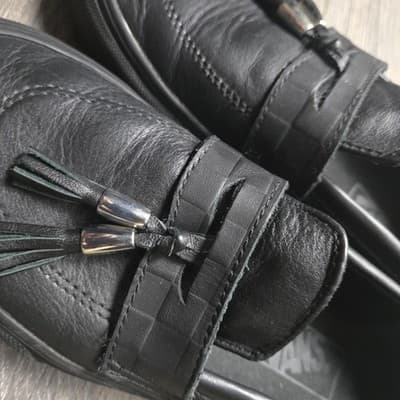 Vans Men's 6/Women's 4.5 Style 53 Slip-On Black Leather With Tassles - Thumbnail 9