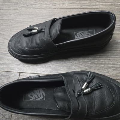 Vans Men's 6/Women's 4.5 Style 53 Slip-On Black Leather With Tassles - Thumbnail 5