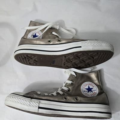 Converse Chuck Taylor Hi Top Sneaker All Star Shiny Gold Girl’s Size 8 - Thumbnail 2