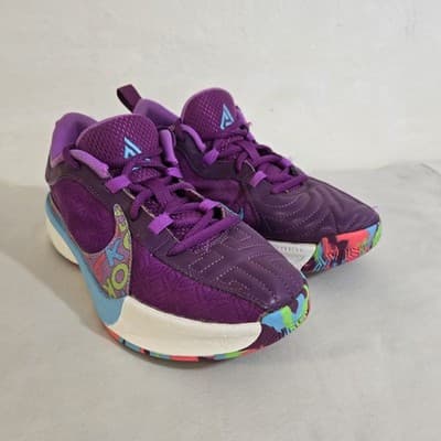 Nike Zoom Freak 5 GS Alphabet Bros Purple Basketball 4Y - Thumbnail 2