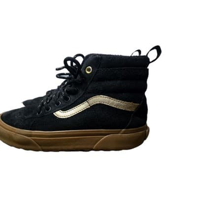 Vans Sk8-Hi Kids Sneakers High Top 2.5 Black Gold Stripe Shoes MTE Primaloft - Thumbnail 2