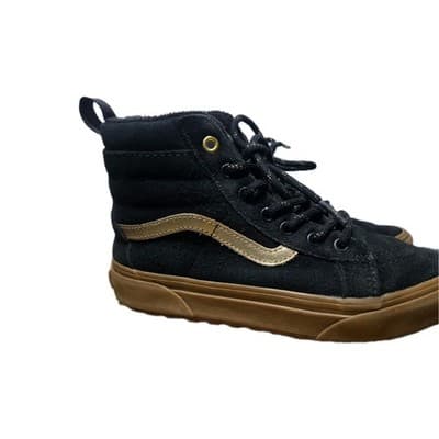 Vans Sk8-Hi Kids Sneakers High Top 2.5 Black Gold Stripe Shoes MTE Primaloft - Thumbnail 9