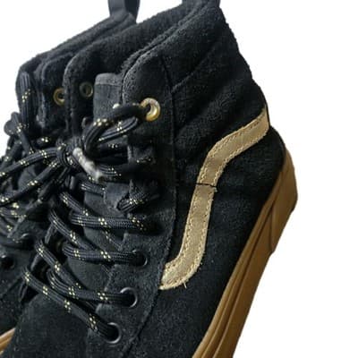 Vans Sk8-Hi Kids Sneakers High Top 2.5 Black Gold Stripe Shoes MTE Primaloft - Thumbnail 3