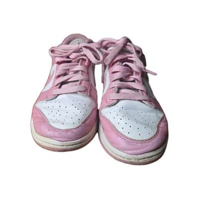 Nike Dunk Low Shoes Size 6 Pink White Leather Basketball Dunks - Thumbnail 5