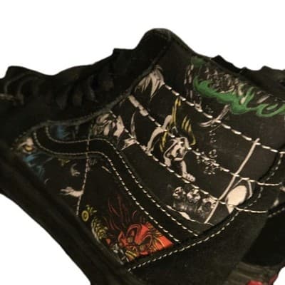 Vans X Disney 100 Villains Sk8 Hi Size 4 US Black White Red Green Suede - Thumbnail 2