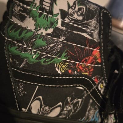 Vans X Disney 100 Villains Sk8 Hi Size 4 US Black White Red Green Suede - Thumbnail 3