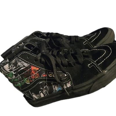 Vans X Disney 100 Villains Sk8 Hi Size 4 US Black White Red Green Suede - Thumbnail 7