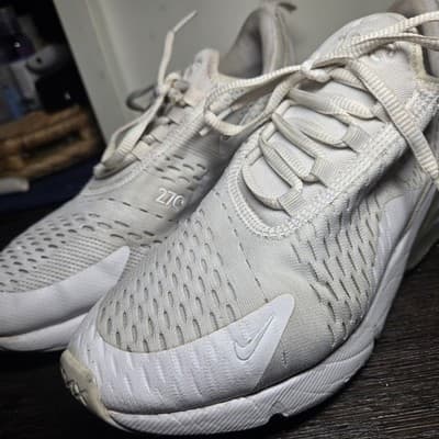 Nike Air Max 270 Shoes Youth Size 6.5Y Triple White Running GS 943345-103