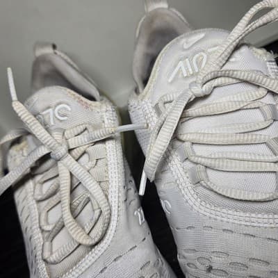 Nike Air Max 270 Shoes Youth Size 6.5Y Triple White Running GS 943345-103 - Thumbnail 2
