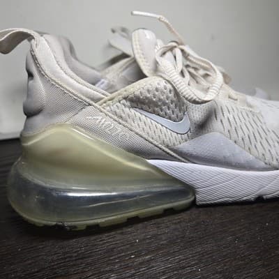 Nike Air Max 270 Shoes Youth Size 6.5Y Triple White Running GS 943345-103 - Thumbnail 6