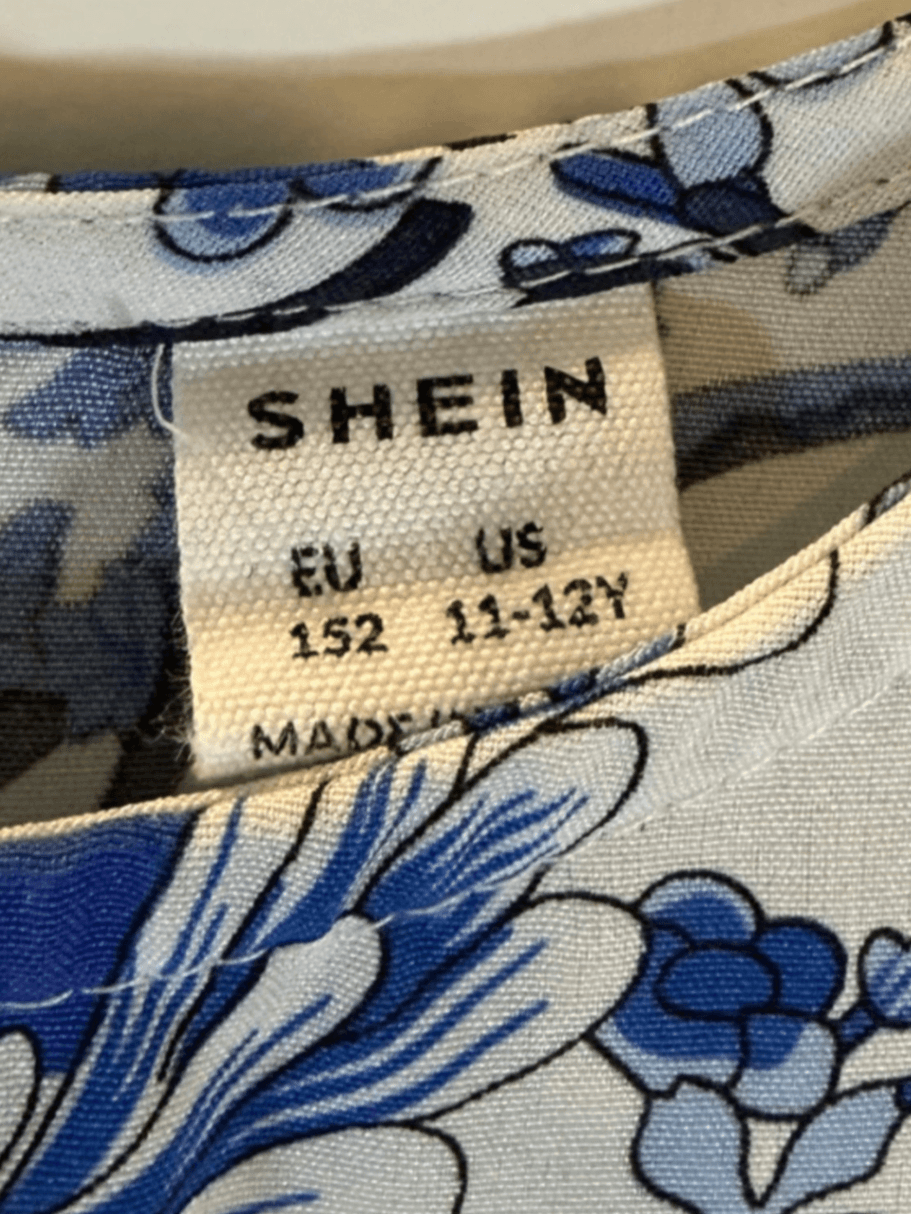 SHEIN Blue Floral Ruffle Dress Size Youth 11-12