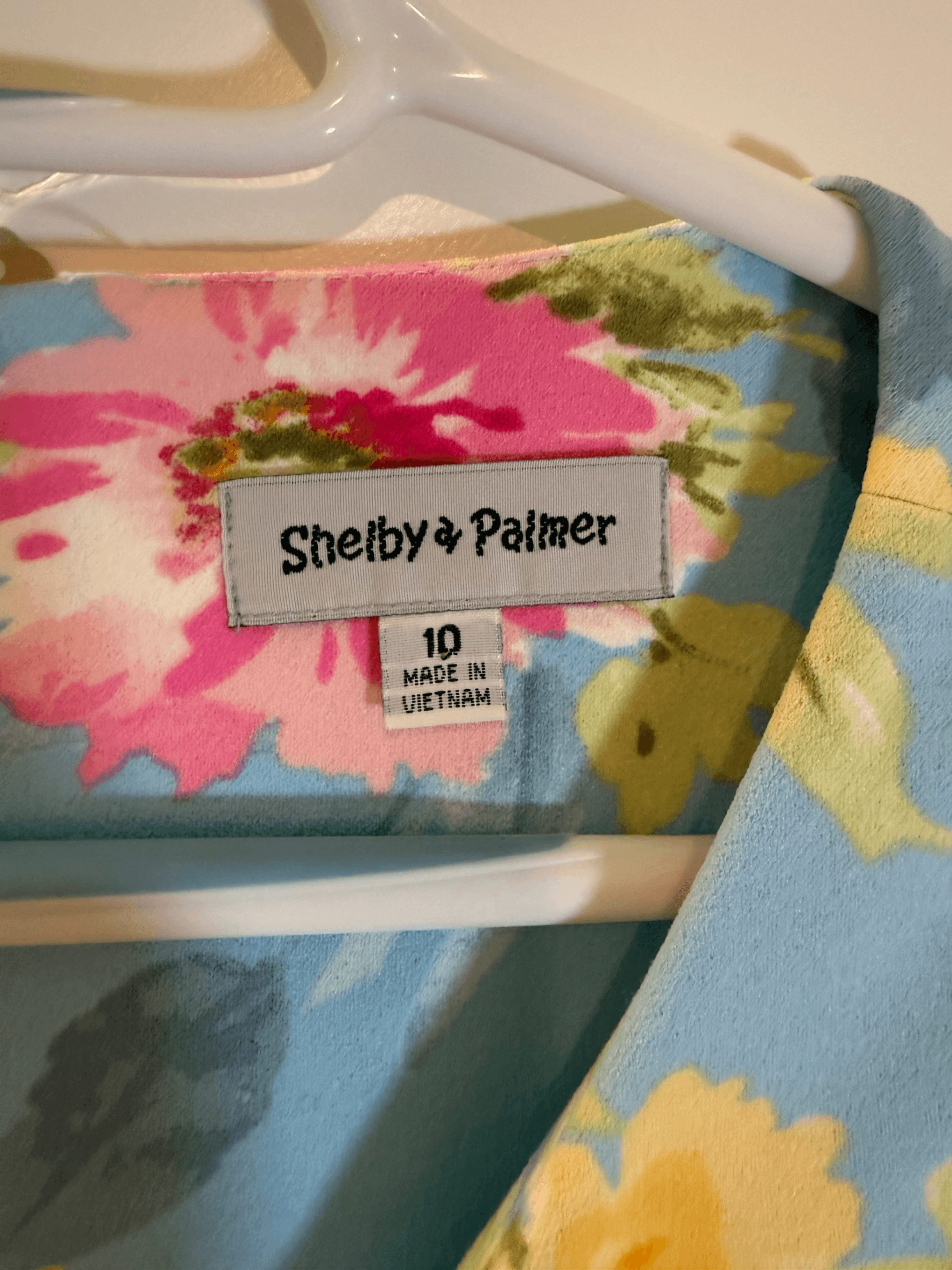 Shelby & Palmer Floral Bell Sleeve Dress with Blue Background - Thumbnail 3
