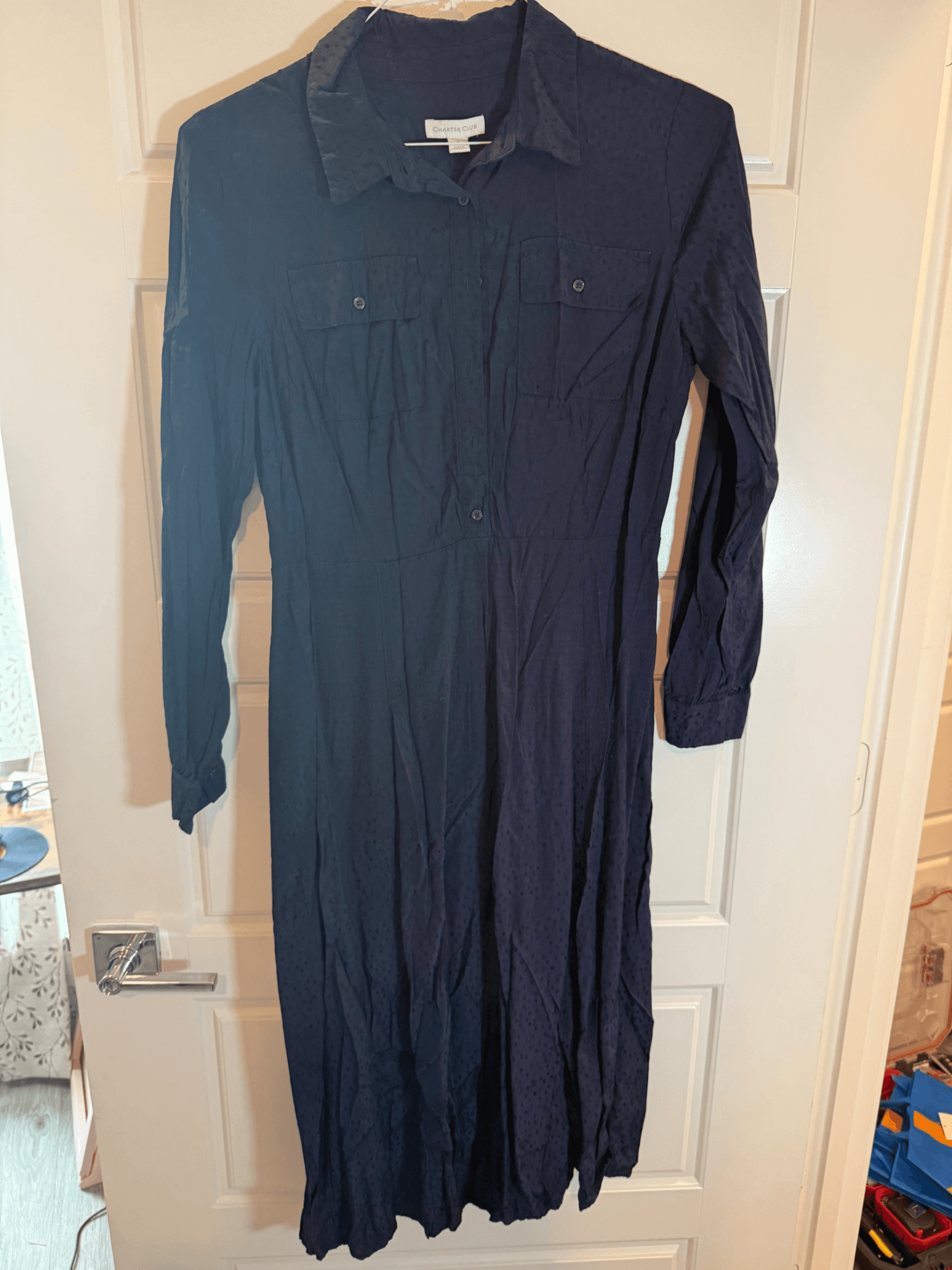 Charter Club Navy Long Sleeve Dress Size M - Thumbnail 3