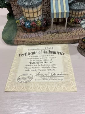 Hawthorne Lamplight Village FALLBROOKE FLORIST Thomas Kinkade Lighted House 1999 - Thumbnail 2