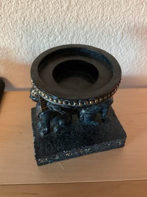 Egyptian Winged Double Sphinx God Of Royalty & Divine Power Pilar Candle Holder - Thumbnail 6