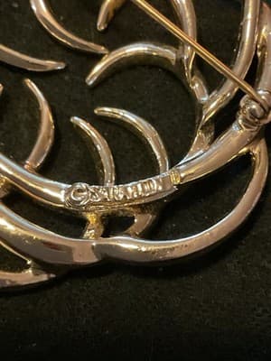 Vintage Sarah Coventry MCM Brooch Pin Signed Large Gold Tone Swirl - Thumbnail 7