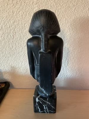 Pharaoh Amenemhat III Of Egypt, Replica With Marble Base Signed - Thumbnail 3